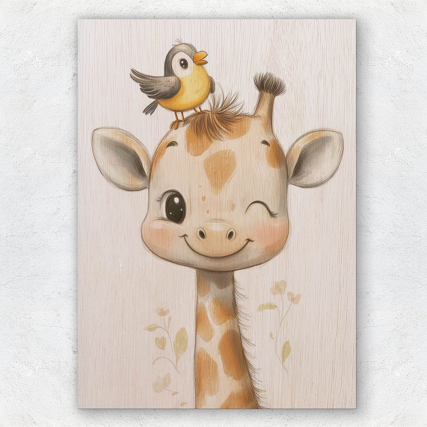 Cute Giraffe with Bird
