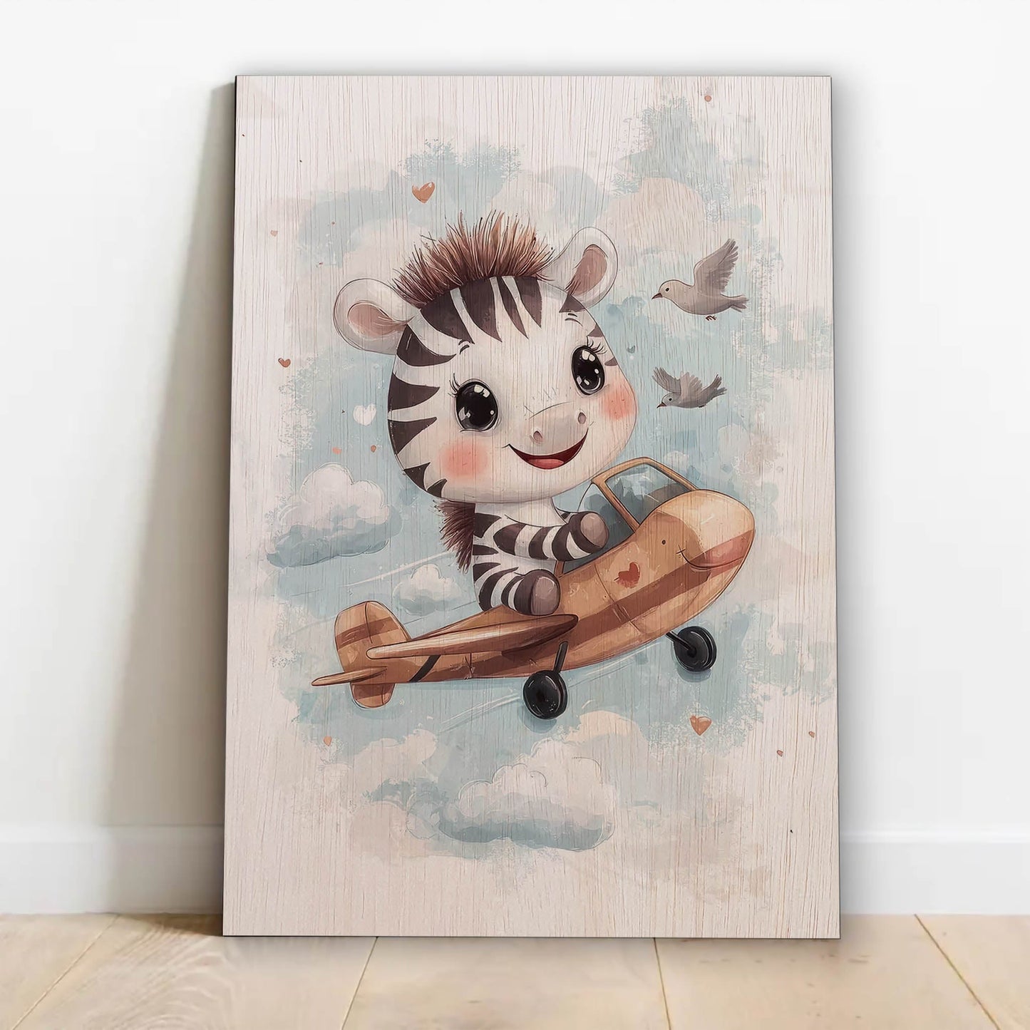 Cute Zebra Flying Airplane
