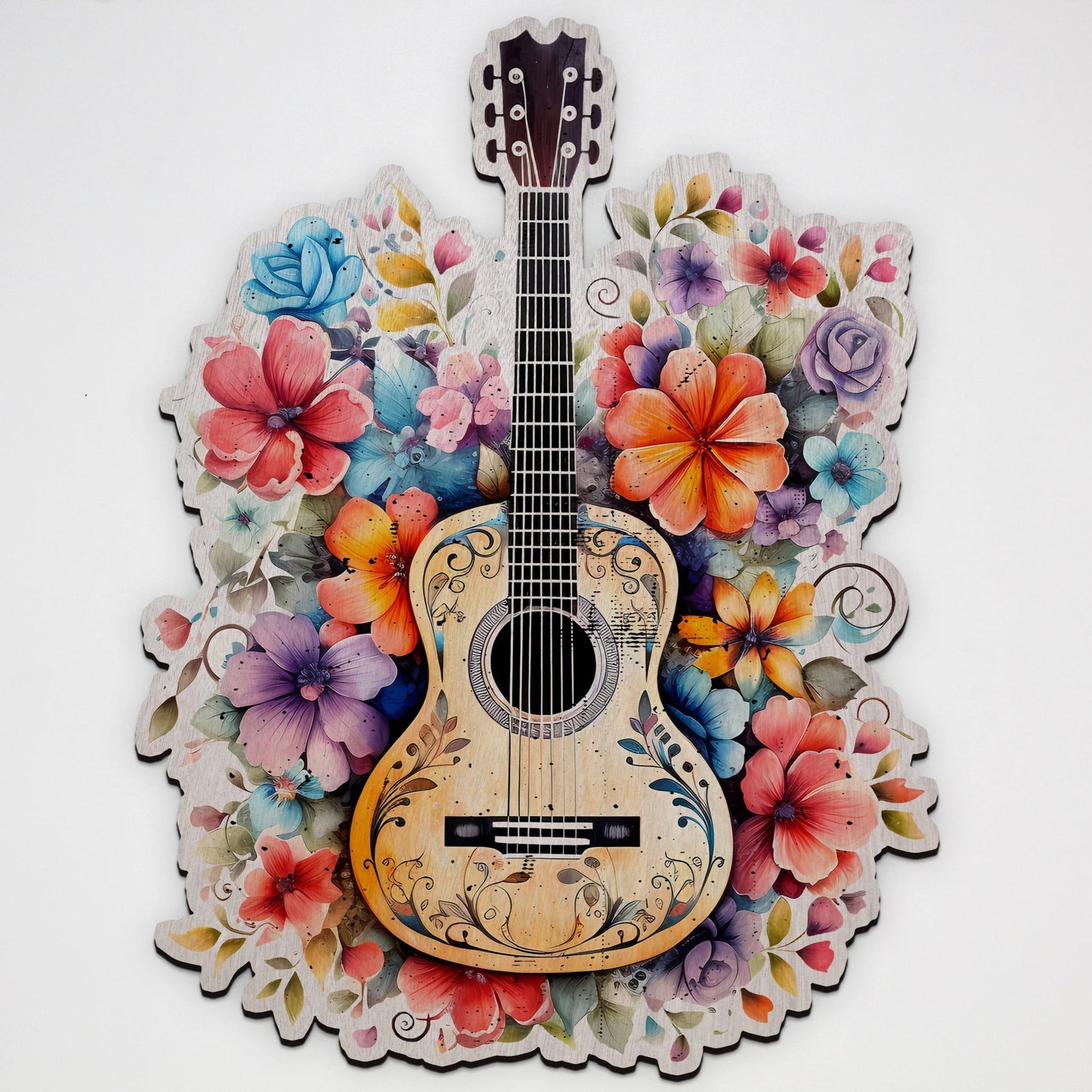 Guitar Laser Cut Wood Print – Australian Made
