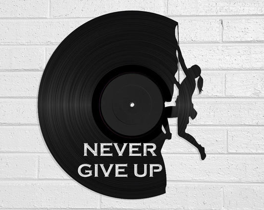 Never Give Up - revamped-records - vinyl-record-art - nz-made