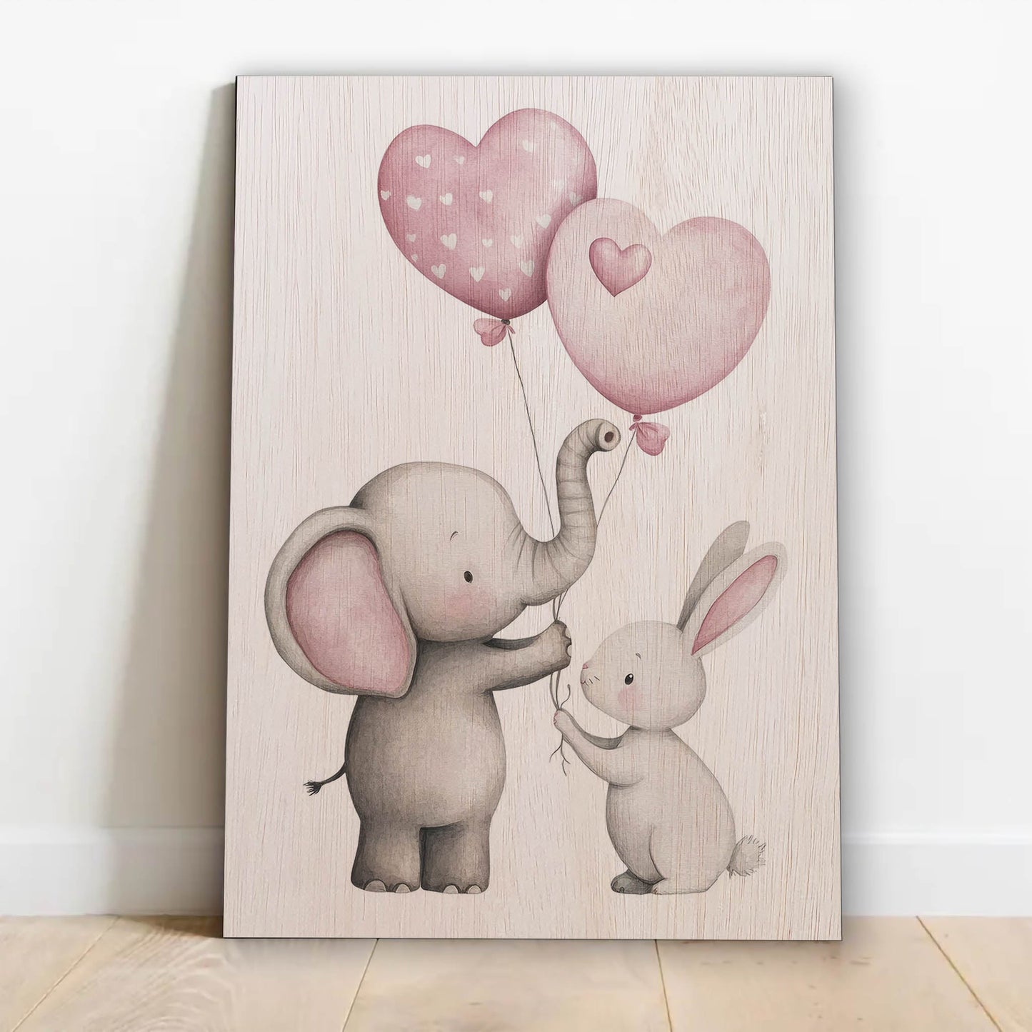 Elephant and Bunny with Balloons