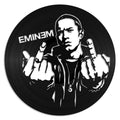 Vinyl record with a stylized portrait of Eminem and his name on a white background