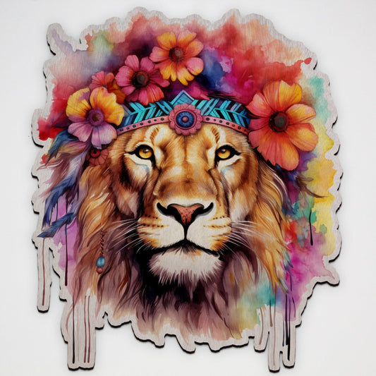 Lion Laser Cut Wood Print By OnWood NZ