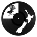 NZ Map & Fantail - revamped-records - vinyl-record-art - nz-made