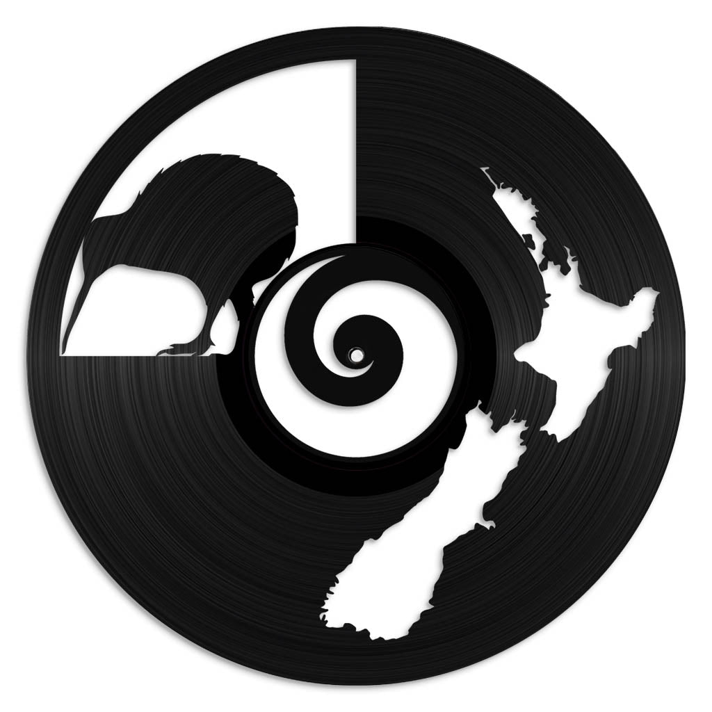 NZ Map & Kiwi - revamped-records - vinyl-record-art - nz-made