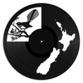 NZ Map & Fantail - revamped-records - vinyl-record-art - nz-made