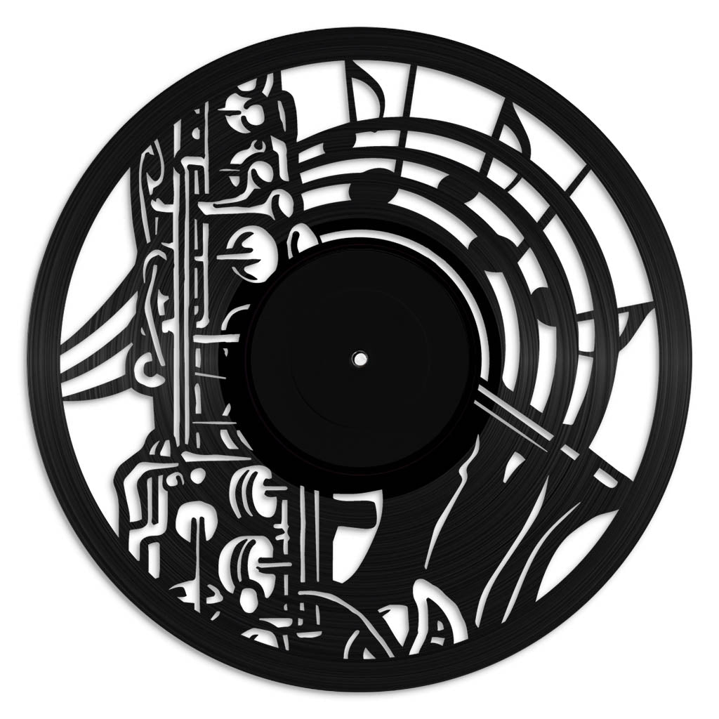 Saxophone vinyl record art wall hanging