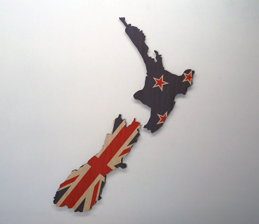 NZ Flag NZ Wood Print - revamped-records - vinyl-record-art